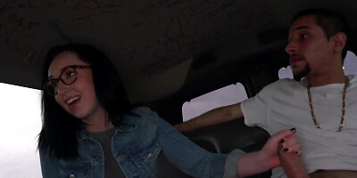 Nerdy brunette isn't a slut but she gives blowjob for money