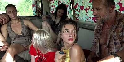 Group sex with perverts waits for Russian hitchhikers