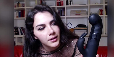 Slutty brunette Valentina Nappi plays with a big sex toy