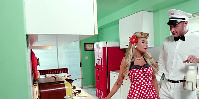 Funny porn parody demonstrates how housewife has sex with milkman