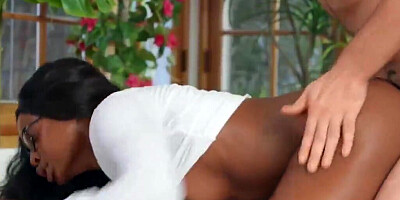 Interracial sex of the black girl and white boyfriend