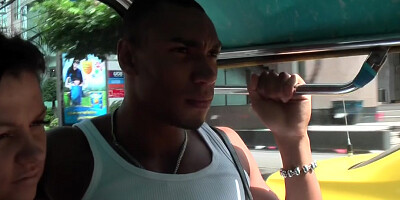 Bella Margo in vacation porn video with a couple in a hotel room