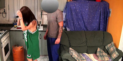 Another delivery guy filmed while fucking oiled spanish beauty
