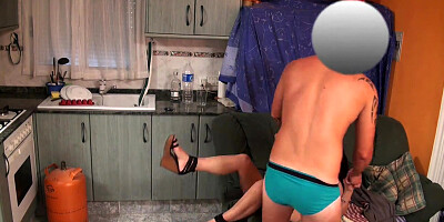 Another delivery guy filmed while fucking oiled spanish beauty