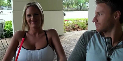 Hot MILF blonde enjoying massage from a stranger