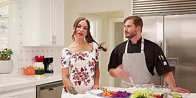 April Olsens Naughty Cooking Show Turns Into A Sexy Threesome