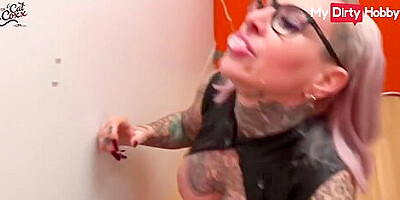 Busty Amateur Gets Multiple Cumshots At Gloryhole