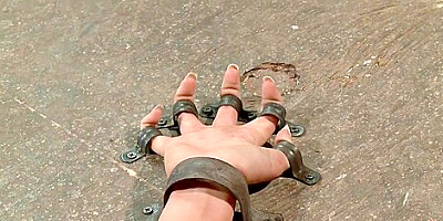 Claire Adams And Amber Rayne In Lesbian Strapped By Metal To The Ground