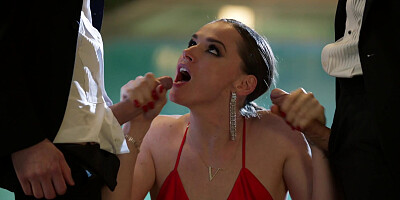 VIXEN Tori Black Takes on Two Cocks In An Award Show After Party