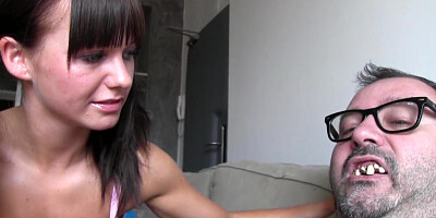 PUTALOCURA Pigtailed teen 18+ fucked by fat old man