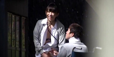 Horny Japanese nurse sucks cock in front of a