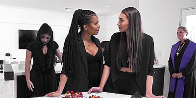 Perverse Shamelessly Hard Fucks In Front Of Everyone At A Funeral - Bella Rolland And Kira Noir