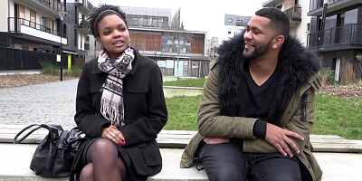 Tiny Ebony Vixen Shows Her Pussy On The Street