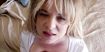 Point of view BJ a titjob by the busty MILF for the stepson