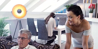 Horny young wife uses father's-in-law cock for her cunt