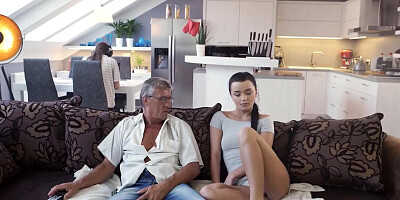 Horny young wife uses father's-in-law cock for her cunt