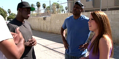 Petite teen deepthroating then gangbanged by black neighbors