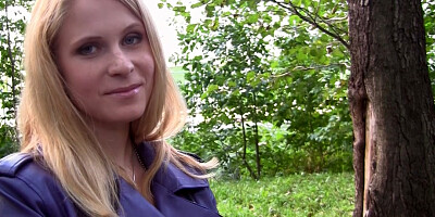 Amber Daikiri in outdoor sex scene with a chick sucking big schlong