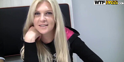 Attractive blonde Amy gets filmed in close up