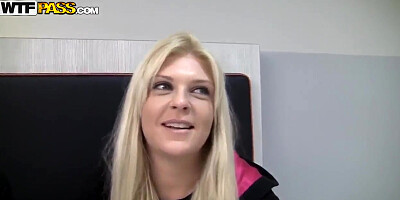 Attractive blonde Amy gets filmed in close up