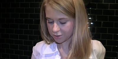 Marika in public toilet fuck video showing a slutty bitch