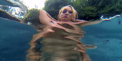 Cute blonde chick AJ Applegate is sucking nasty Johnny Sinsâ€™s dick right in the pool under the water.