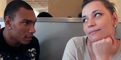 Berta in slut gets horny in a public toilet sex scene