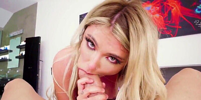 Girl gets mouth penetrated by young man behind camera