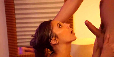 Slim brunette for cash copulates with handsome guy