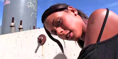 Isabella having outdoor sex and receiving sperm on her boobs