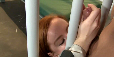 Ginger hottie in prison gets nailed by a horny guard