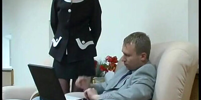 Boss penetrates secretary and cums in her pantyhose