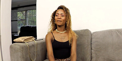 African Casting - Black Hairy Cunt Gets Stretched By A Massive White Dick