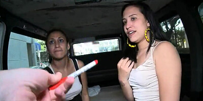 Slutty latina Emily and her girl get in to bang bus