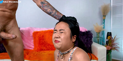 Dumb Asian Rough Throat Fuck And Anal