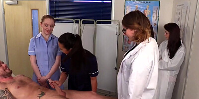 CFNM nurses cocksucking patient in group