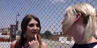 Cheerleader Jojo Kiss and Zelda Morrison tries BBC