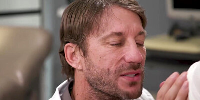 Husband watching big tits wife squirt fucking the doctor