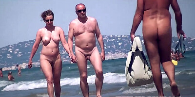 Nudist Beach Couple Walking