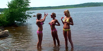 Alika & Milana Fox & Monica B. & Vicktoria Tiffany in lesbian bitches in a real college sex scene