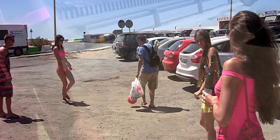 Agnessa & Carol Vega & Leila in group sex action in nature with hot college chicks