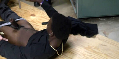 Two female cops are sharing black dude in a threesome