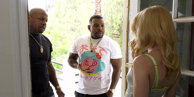 Petite blonde banged by two black studs with fat cocks