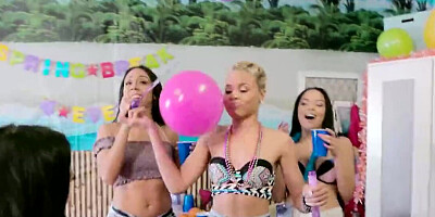 College girls are having a spring break party with a lad
