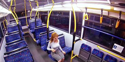 Hot blonde is sucking dick and fucking on the bus