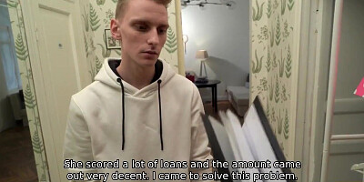 Hussy gets naked and drilled by the racketeer