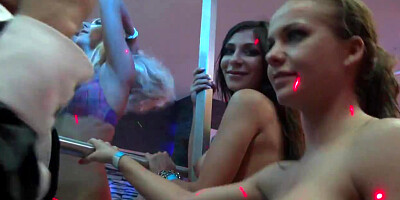 Lesbian club chicks lick twats in public