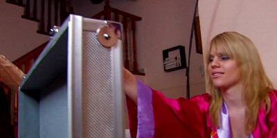 Brunette in black stockings gets her pussy penetrated by a hard dick