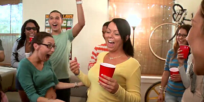 Sweet naked butt cheeks jump on balloons