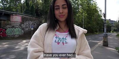 British Brunette teen 18+ With Big Tits Sucks And Fucks After Nearly Getting Run Over By A Runaway